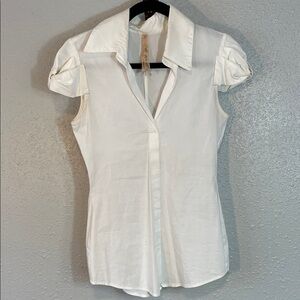 Bailey 44 White Puff Sleeve Button Down Blouse – Collared Fitted Top Size S
